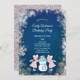 Invitación Fiesta de cumpleaños del chica del copo de nieve