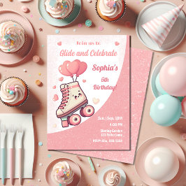 Invitación Fiesta de cumpleaños del Chica del corazón rosado