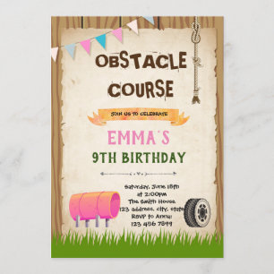 Invitación Fiesta de cumpleaños del chica del curso de Obstac