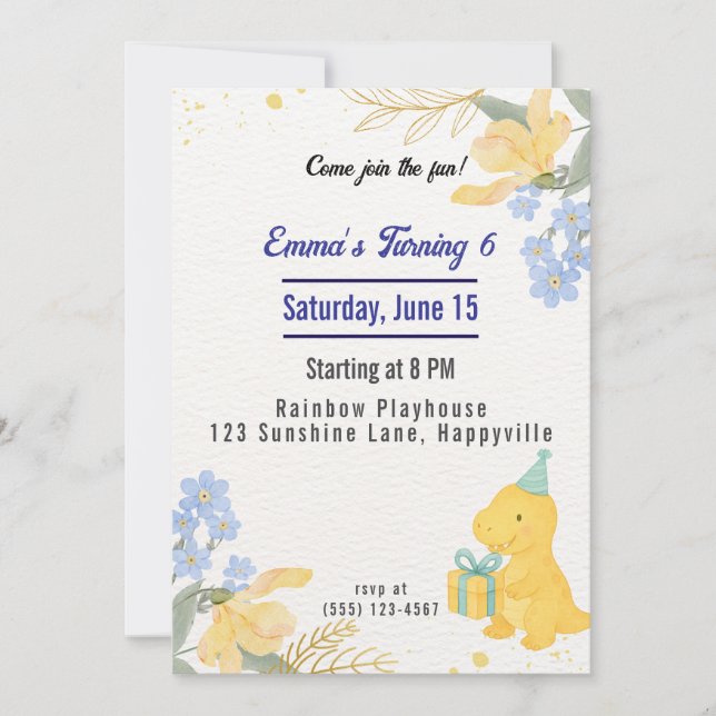 Invitación Fiesta de cumpleaños del Chica del estomp de los d (Anverso)