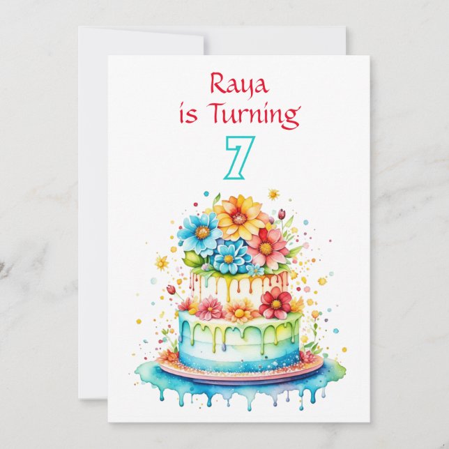 Invitación Fiesta de cumpleaños del Chica del Ilustracion del (Anverso)
