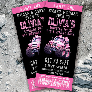 Invitación Fiesta de cumpleaños del Chica del Monster Truck T