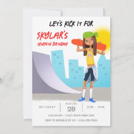 Invitación Fiesta de cumpleaños del Chica del Skateboarding P