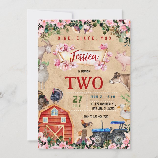 Invitación Fiesta de cumpleaños del chica del tema de la gran (Anverso)