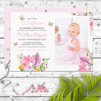 Invitación Fiesta de cumpleaños del Chica del tema de las flo