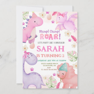 Invitación Fiesta de cumpleaños del Chica Dinosaur