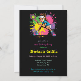Invitación Fiesta de cumpleaños del Chica Estrella de Tenis