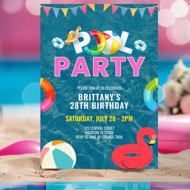 Invitación Fiesta de cumpleaños del Chica Fiesta de grupo ros (Subido por el creador)