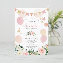 Invitación Fiesta de cumpleaños del Chica floral de la primav