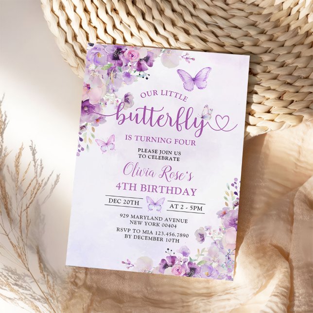 Invitación Fiesta de cumpleaños del Chica floral de mariposa  (Subido por el creador)