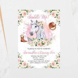 Invitación Fiesta de cumpleaños del Chica floral rosa Rubor
