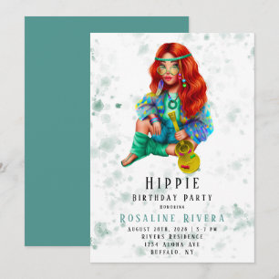 Invitación Fiesta de cumpleaños del Chica Hippie Preteen