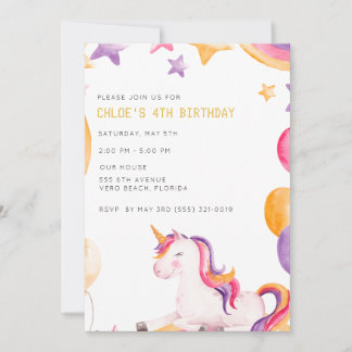 Invitación Fiesta de cumpleaños del Chica Infantil Cute Unico
