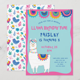Invitación Fiesta de cumpleaños del chica Llama