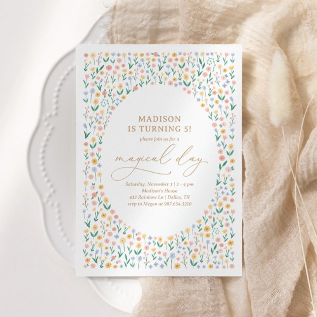 Invitación Fiesta de cumpleaños del Chica Pink Floral Garden (Subido por el creador)