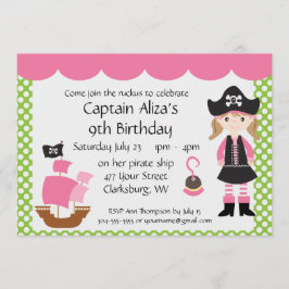 Invitación Fiesta de cumpleaños del Chica pirata Personalizab
