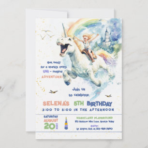 Invitación Fiesta de cumpleaños del Chica Princesa de Unicorn