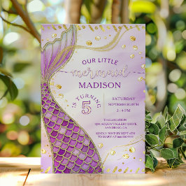 Invitación Fiesta de cumpleaños del Chica Púrpura Mermaid Tai