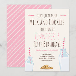 Invitación Fiesta de cumpleaños del Chica Rosa Leche y gallet