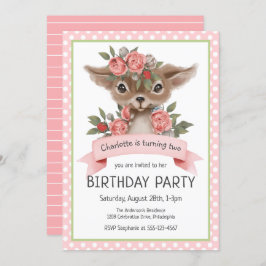 Invitación Fiesta de cumpleaños del Chica Rosado Woodland