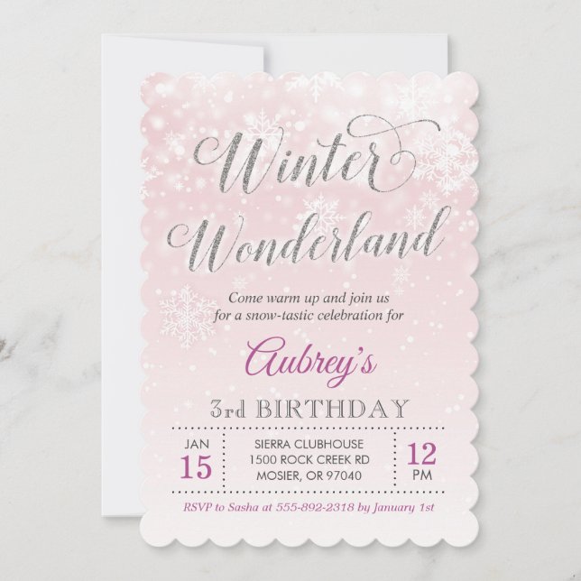 Invitación Fiesta de cumpleaños del Chica Snowflake Wind Wond (Anverso)