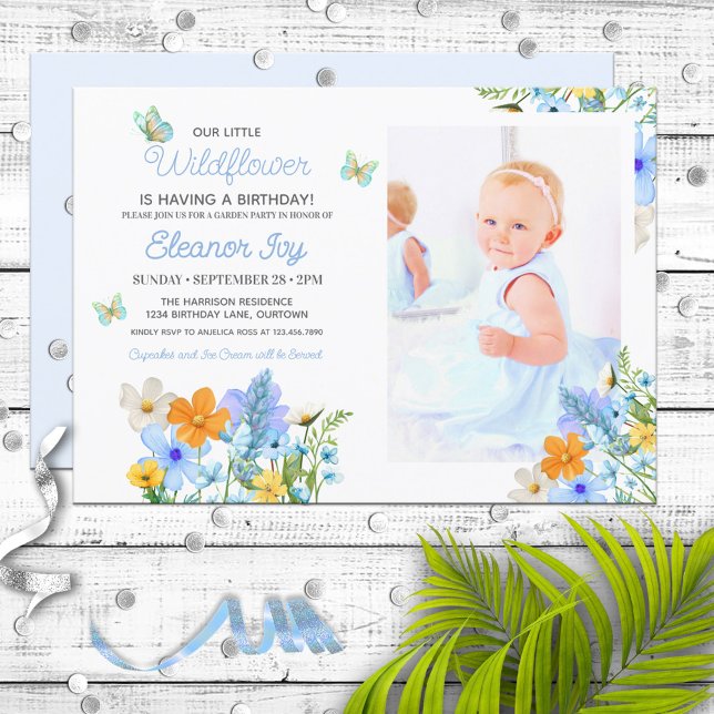 Invitación Fiesta de cumpleaños del Chica sobre Flores salvaj (Subido por el creador)