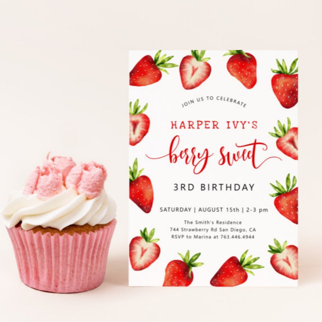 Invitación Fiesta de cumpleaños del Chica Strawberry | Berry  (Subido por el creador)