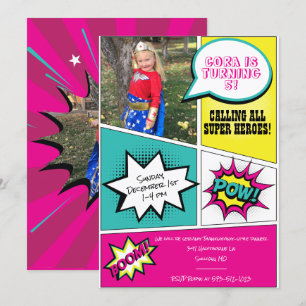 Invitación Fiesta de cumpleaños del Chica Super Hero