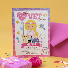 Invitación Fiesta de cumpleaños del Chica Vet de Brown Eyes B
