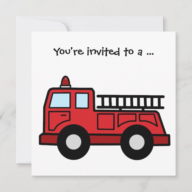 Invitación Fiesta de cumpleaños del chico de bomberos de la G (Anverso)