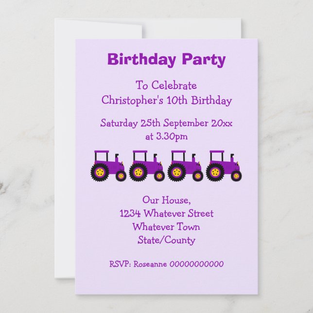 Invitación Fiesta de cumpleaños del chico de diseño de un tra (Anverso)