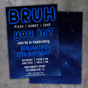 Invitación Fiesta de cumpleaños del chico espacial BRUH