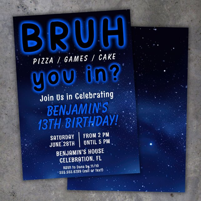 Invitación Fiesta de cumpleaños del chico espacial BRUH (Subido por el creador)