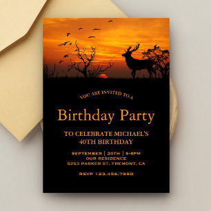 Invitación Fiesta de Cumpleaños del Ciervo en la Puesta de So