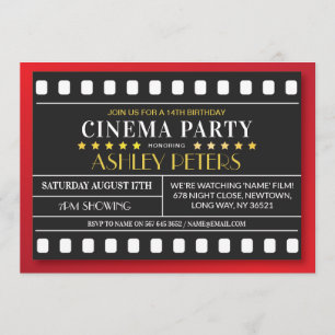 Invitación Fiesta de cumpleaños del cine cualquier película