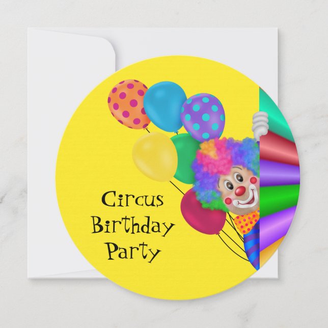 Invitación Fiesta de Cumpleaños del Circo del Payaso Feliz (Anverso)