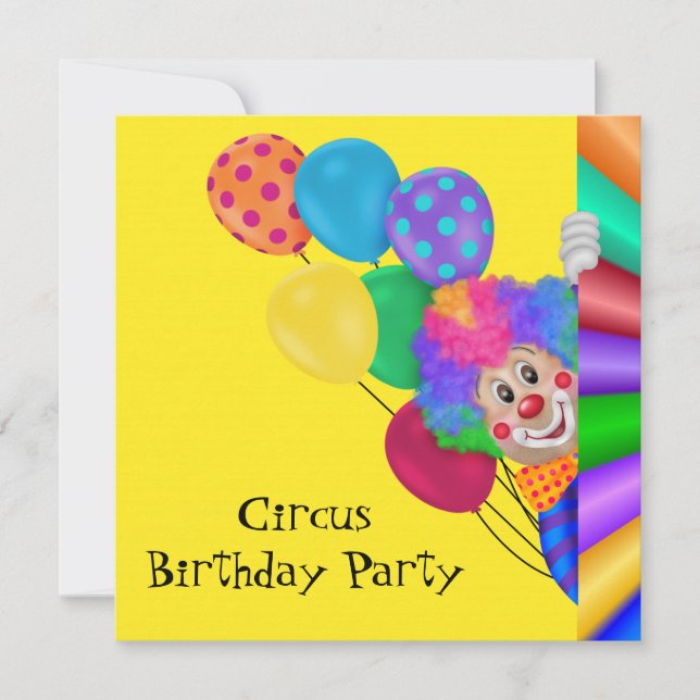 Invitación Fiesta de Cumpleaños del Circo del Payaso Feliz (Anverso)