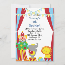 Invitación Fiesta de cumpleaños del circo infantil Personaliz