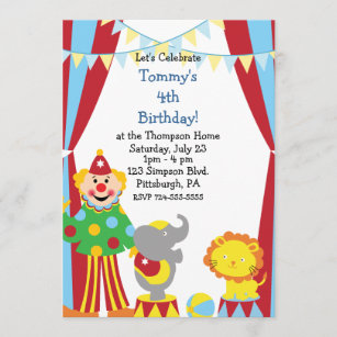 Invitación Fiesta de cumpleaños del circo infantil Personaliz