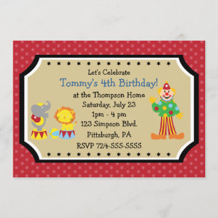 Invitación Fiesta de cumpleaños del circo Personalizable