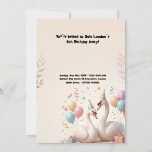 Invitación Fiesta de Cumpleaños del Cisne Adorable