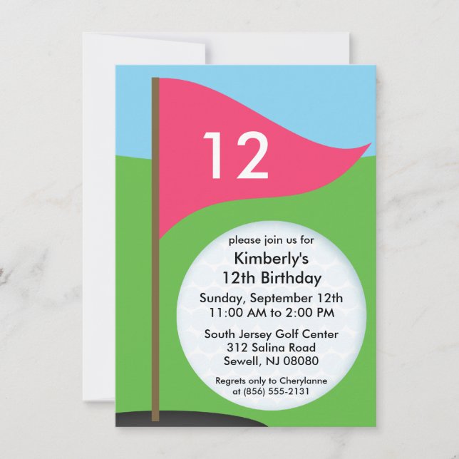 Invitación Fiesta de cumpleaños del club de golf Bogie Mini P (Anverso)