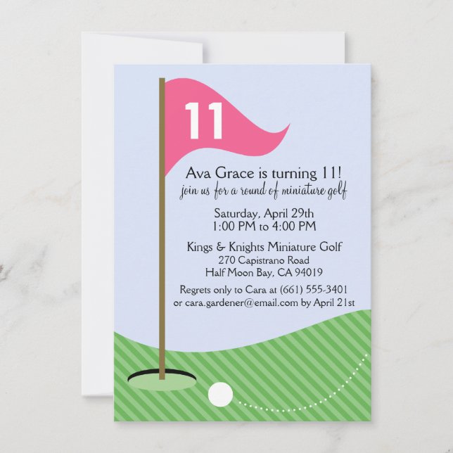 Invitación Fiesta de cumpleaños del club de golf Par-Tee (Anverso)