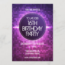 Invitación Fiesta de cumpleaños del club nocturno adolescente