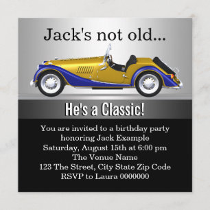 Invitación Fiesta de cumpleaños del coche clásico de Mans