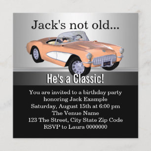 Invitación Fiesta de cumpleaños del coche clásico de Mans