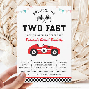 Invitación Fiesta de cumpleaños del coche de carreras 2º cump