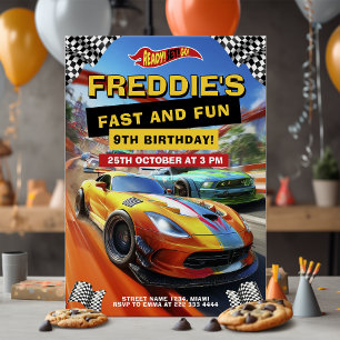 Invitación Fiesta de cumpleaños del coche rápido de Carreras