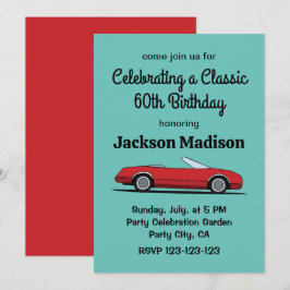 Invitación Fiesta de cumpleaños del coche rojo clásico