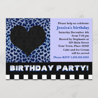 Invitación Fiesta de cumpleaños del corazón de Chita - Azul